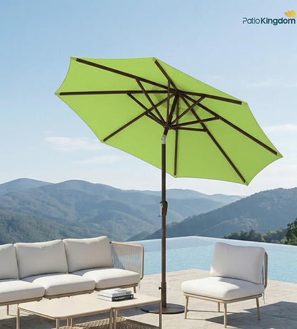 PatioKingdom Auto-Tilt 9FT Patio Umbrella Outdoor with 8 Sturdy Fiberglass Ribs,Market Table Umbrella for Pool,Backyard,Deck and Garden