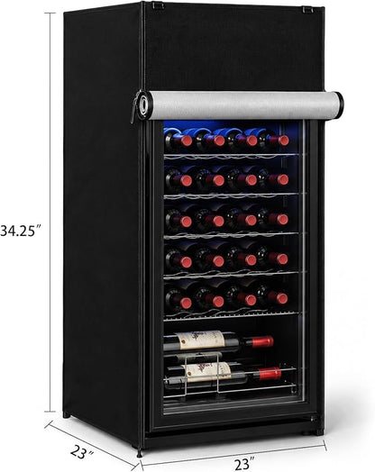 Wine Cooler Cover, 22.05” x 23.23” x 34.25” Outdoor Upright Refrigerator Cover, Waterproof Mini Fridge Cover, Made of Oxford Cloth, Fits Most 3.0 Cu. Ft. Compact Mini Fridges & Wine Cooler