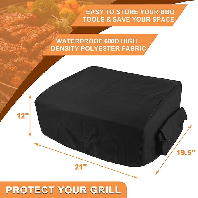 Portable Grill Cover, Ranger Cover for Traeger Grill BAC475 Scout and Range Grill Cover, Blackstone 17" Griddle w/Hood, 21" x 19.5" x 12", Heavy Duty Waterproof Barbecue Grill Cover, Black