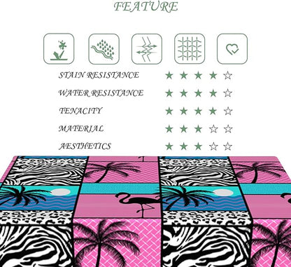 54x78 Inch Tropical Flamingo Rectangle Tablecloth Vintage 80s Summer Palm Tree Leopard Zebra Table Cloth Washable Durable Table Cover for Kitchen Dining Beach Hawaiian Luau Party Decor