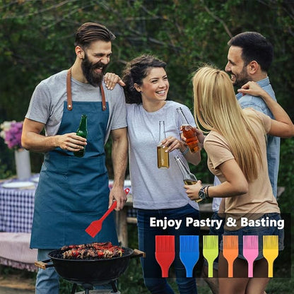 Hhyn Silicone Basting Brush Set 6 Pack Heat Resistant Pastry Brushes Spread Oil Butter Sauce for BBQ Grill Barbeque Kitchen Baking Cooking Pastries, 2 Large & 4 Small