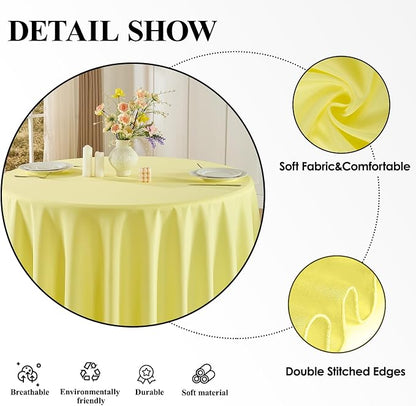 6 Pack Yellow Round Tablecloths 108 Inch for Dining Tables | Washable Decorative Linen Polyester Table Cover for Banquets Buffets Parties and Weddings