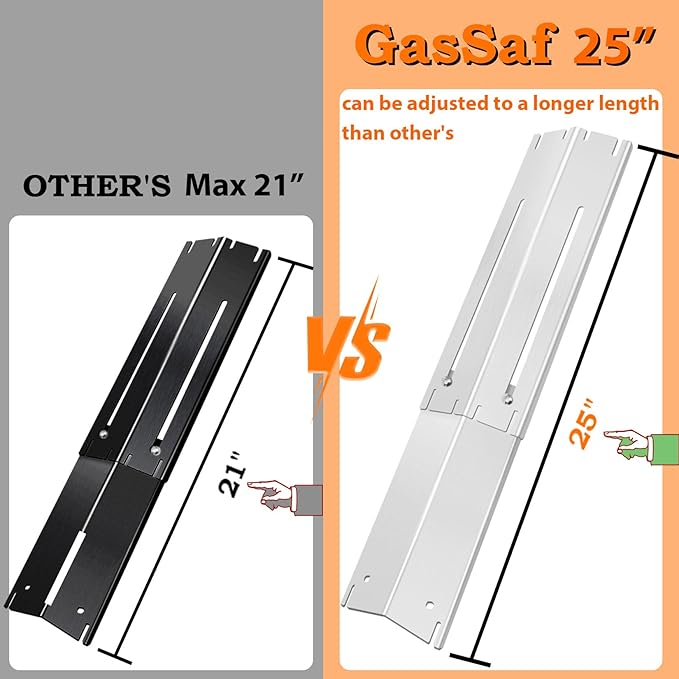 GasSaf Adjustable Heat Plates Extend from 13.5" to 25" for Expert Grill Parts Burner Covers, Universal Heat Shield Flame Guards Replacement for Charbroil Brinkmann Royal Gourmet Nexgrill More Grills