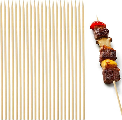 HANSGO 100PCS Natural Bamboo Skewers, 8Inch Wooden Skewers for Appetizers, Fruit, Kabobs, Grilling Kebabs, Corns, Cocktail Picks for Drinks, Sturdy & Durable