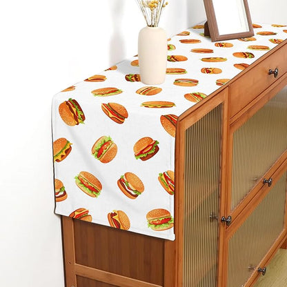 Hamburger Table Runner Burgers Themed Birthday Party Decoration Fast Food BBQ Dining Room Home Kitchen Table Decor