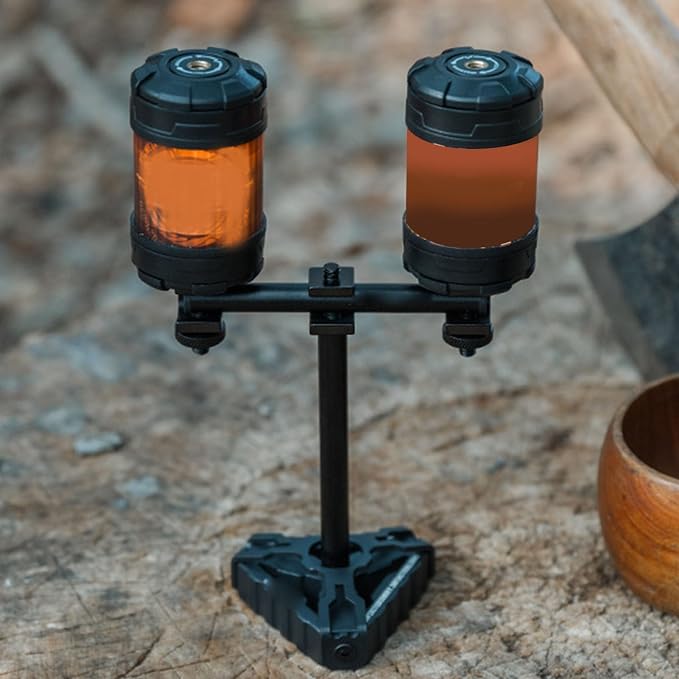 Drfeify Aluminum Camping Light Stand, Portable Outdoor Lamp Holder with Triangular Base for Tent Backyard BBQ Picnic Hiking