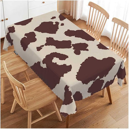 Swono Cow Or Horse Table Covers 52x70 Inch Animal Skin Cow Horse Print Pattern Wipeable Tablecloth Kitchen Dinning Tabletop Decoration, Brown Spots Cow Table Cloth for Outdoor and Indoor Use