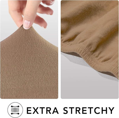 PureFit Stretch Oversized Couch Covers Fleece Sofa Slipcovers Camel | 1-Piece Sofa Cover Washable Soft Couch Protector, Couch Slipcover with Non Skid Foam and Elastic Bottom for Kids, Dogs