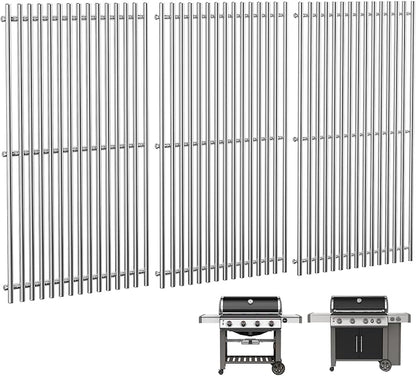QuliMetal 66089 Grill Grates for Weber Genesis 2 E-410/E-415/E-435, Grill Parts for Weber GS4 Genesis II/LX E-440 Series Gas Grills, 18.7" Stainless Steel Replacements for Weber 66089 66097