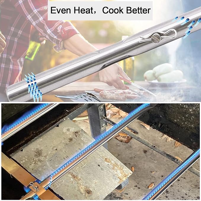 JCLMER Grill Replacement Parts for Charbroil Advantage 3 Burner 463343015 | Stainless Steel Grill Burner & Heat Plate for 463335115 463642116,with Crossover Tubes,Heavy-Duty Heat Evenly,Uniform Heating