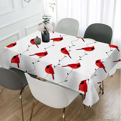 TKS MITLAN Cardinal Bird Tablecloth 60x84 Inch Rectangular Red Birds on Branches Oblong Table Cloth Kitchen Table Decorations for Home Dinner Party