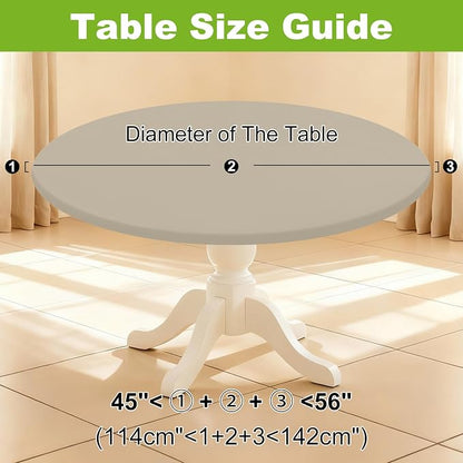 Smiry Round Spandex Tablecloth, Elastic Fitted Washable Tablecloths for 45"-56" Tables, Waterpoof Stretch Picnic Table Cover for Dining, Indoor and Outdoor, Taupe