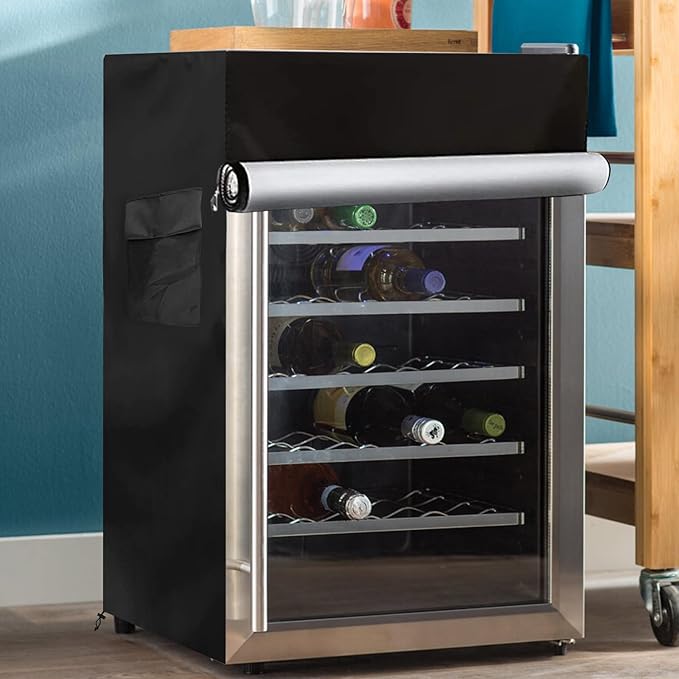 Bitubi Upright Freezers Cover,Outdoor Beverage Refrigerator Cover,– Waterproof, Dustproof, Sun-Proof, 20" W x 20" D x 33" H. Suitable for most 3.2 Cu.ft Beer or Wine Mini Fridge (Black)