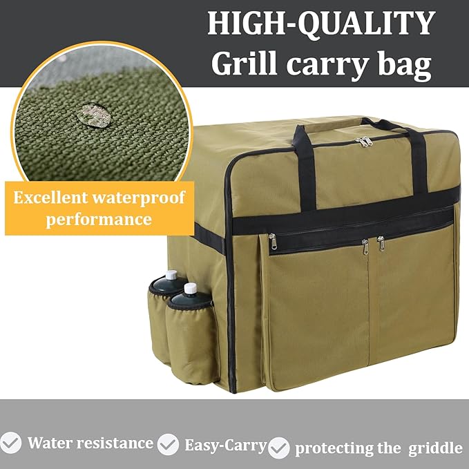1200D Heavy-Duty Grill Carry Bag for Blackstone 22 inch Griddles - Fits Griddle with Hood, Stand & Tools, 17-Pocket Organizer, Spice Compartments, Dual Handles (Only Bag)