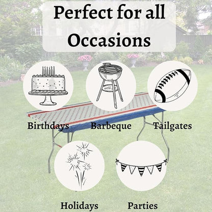 6' Rectangle Plastic Table Covers 30" x 72", Bundle of 5 (Patriotic)