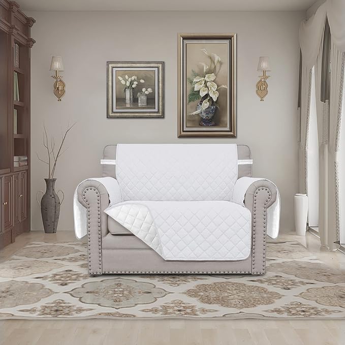 Easy-Going Reversible Couch Cover, Oversized Chair, White/White | Machine Washable Slipcover For Dogs, Water Resistant Furniture Mat For Living Room, Non-Slip Sofa Cover, Pet Friendly