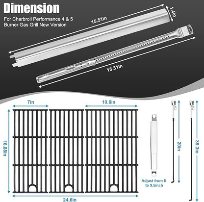 Uniflasy Grill Replacement Parts for CharBroil Performance 4-Burner 463365021 463365724 463351021 463352521 463354021 for Charbroil 463365021-73