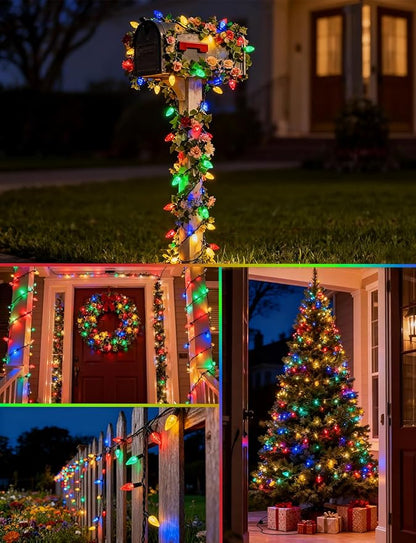 2 Pack Solar Christmas Lights Outdoor Waterproof C6 Strawberry LED String Lights 50 LEDs 23FT Solar Powered Fairy Lights for Garden Patio Yard Tree Wedding Holiday Decor