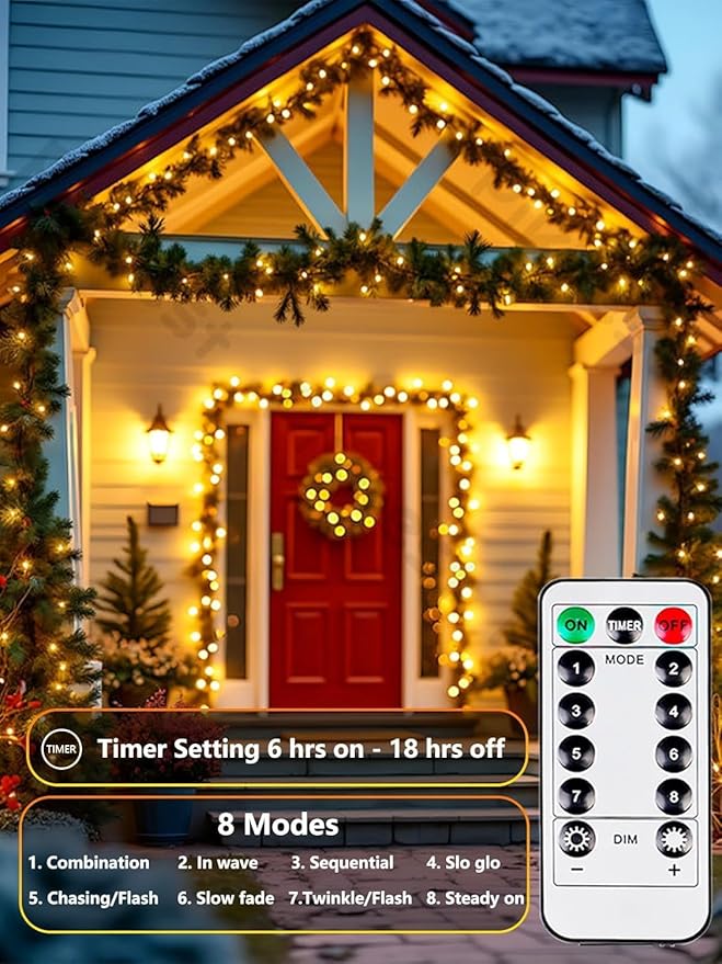 50 LED Fairy Lights Battery Operated with Remote, 16FT Waterproof Twinkle Lights with Timer & 8 Modes, Fairy String Lights Outdoor Indoor for Bedroom Classroom DIY Christmas Decor (Warm White)