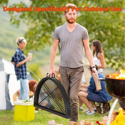 only fire X-Marks Fire Pit Cooking Grate, Foldable Round Grate for Outdoor Cooking, Heavy Duty Steel Campfire BBQ Grill Grid with Handle, Portable Camping Cookware, 30 inch