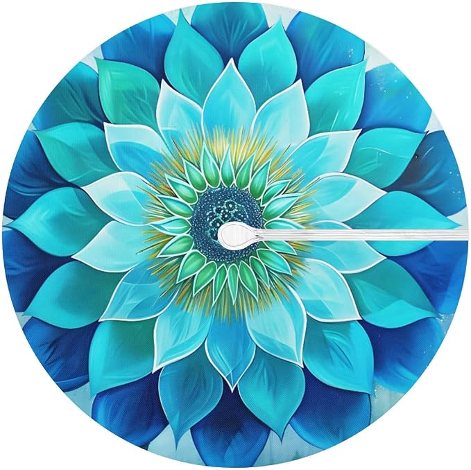 Glowing Mandala Outdoor Round Fitted Tablecloth with Umbrella Hole and Zipper, 36"-44" Elastic Patio Table Cloth Oil-Proof Waterproof Patio Table Cover for Picnic Party Camping