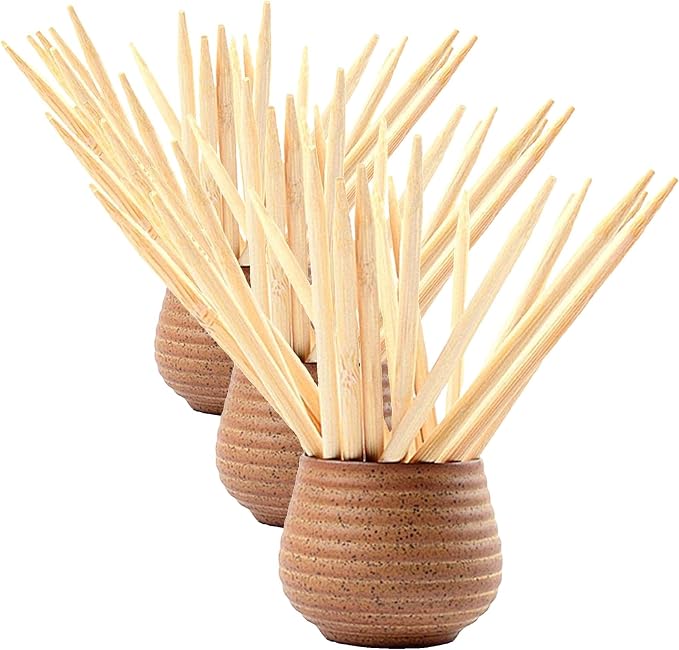7" Natural Bamboo Skewers For BBQ，Caramel and Candy Apple Sticks, Corn Dog，Corn Cob，Cookie，Lollipop，Kabob，Gril. 5mm Thick by Semi Point Styel (100 pcs) (Pack of 3)