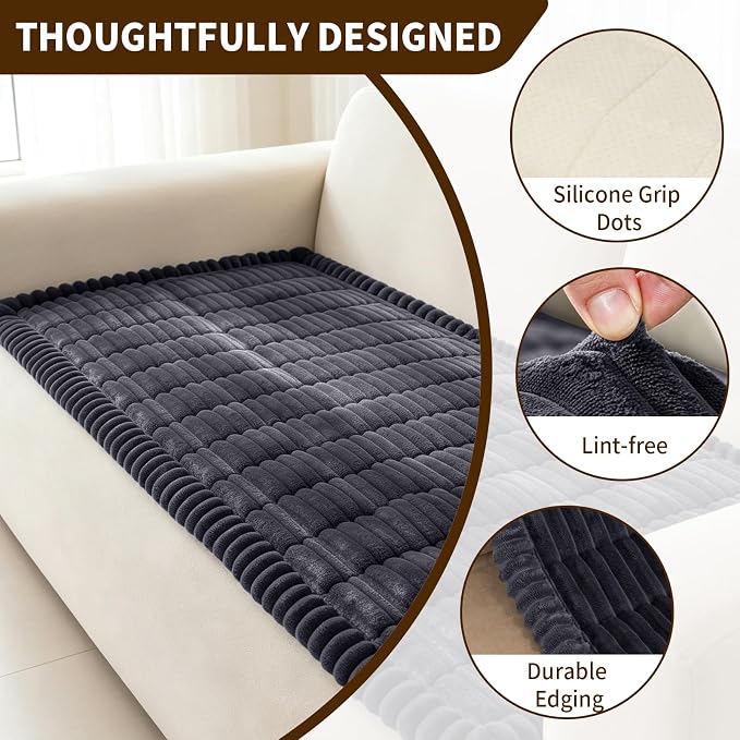 Leakproof Couch Cover for Dogs, Non Slip Washable Sofa Protector | Stain-Resistant Window Seat Cushions Chair Mat Car Seat Cover for Kids Pets (DarkGray 27.6" x 82.7")