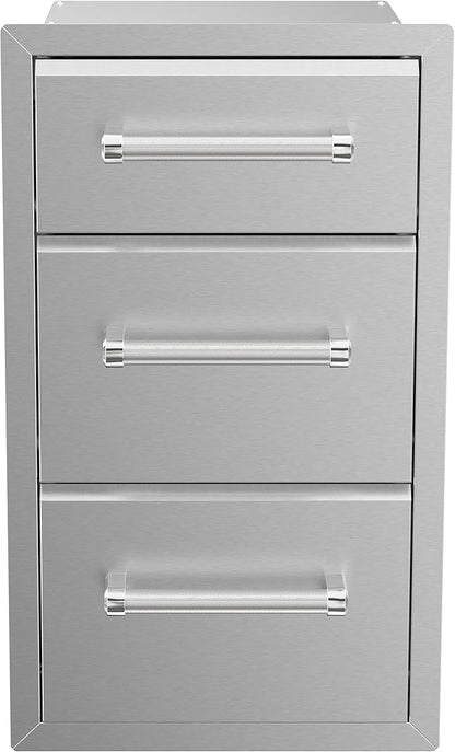 SPIRE Stainless Steel Built-in Vertical Triple Drawers, 6" H + 10" H + 10" H, Perfect for Outdoor Cooking & Kitchens, BBQ, & Grill Islands, 780-0016C