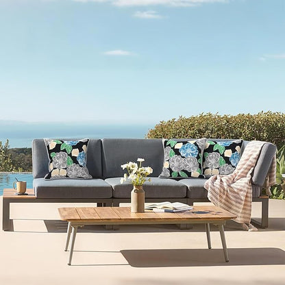 LVTXIII Outdoor Throw Pillow Covers Set of 2, Patio Waterproof Pillow Cases Fade Resistant Accent Pillow Covers for Home and Garden Furniture Decoration, 16x16, Peony Garden