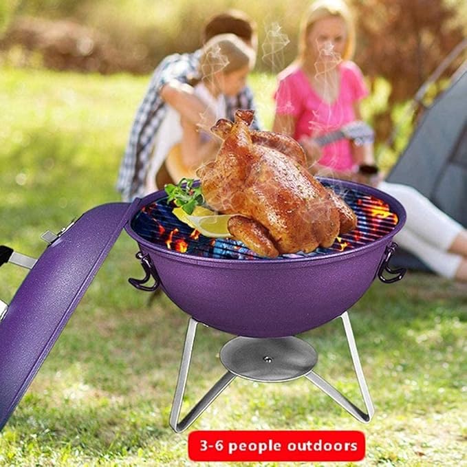 IRYZE Portable Charcoal Grill Portable Charcoal Grill Outdoor BBQ Grill Backyard Cooking Stainless Round Small Barbecue Grill Stove BBQ Grill for Outdoor (Color : Blue)