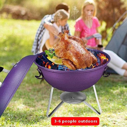 IRYZE Portable Charcoal Grill Portable Charcoal Grill Outdoor BBQ Grill Backyard Cooking Stainless Round Small Barbecue Grill Stove BBQ Grill for Outdoor (Color : Purple)