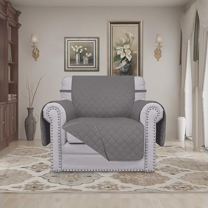 Easy-Going Reversible Couch Cover, Small Chair, Gray/Gray | Machine Washable Slipcover For Dogs, Water Resistant Furniture Mat For Living Room, Non-Slip Sofa Cover, Pet Friendly