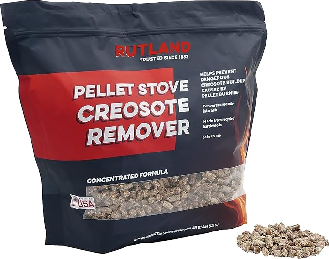 Rutland Products Pellet Stove Creosote Remover, Chimney & Flue Cleaning Wood Pellets, 8 Pound Bag