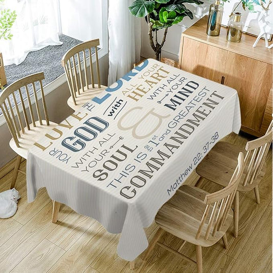 Moslion Love God Tablecloth Bible Quote Rectangle Tablecloth for Picnic BBQ Kitchen 60x84 Inch