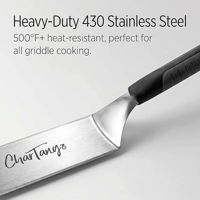 Blackstone Griddle Spatula Set 5-Piece - Heavy Duty 3mm Stainless Steel BBQ Tools with Scraper & Oil Bottles - Professional Griddle Accessories for Blackstone/Camp Chef/Hibachi/Camping Grill