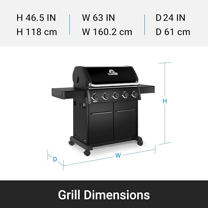 Broil King 866154 Crown 520 Shadow 5-Burner Propane Gas Grill in Black