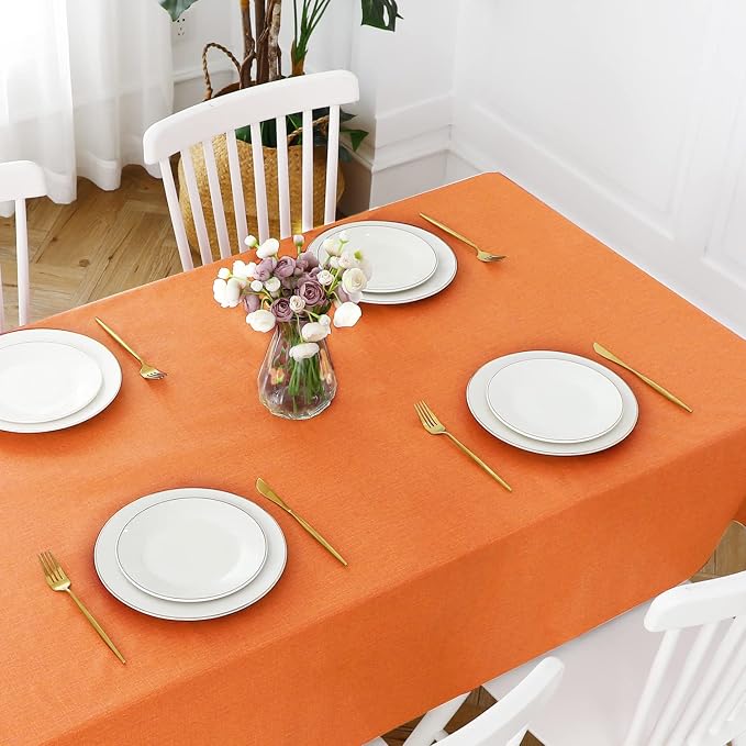 Romanstile Halloween 100% Waterproof PVC Tablecloth, Square Oil Spill Proof Stain Resistant Vinyl Table Cloth, Wipe Clean Plastic Table Covers for Kitchen/Dining/Parties - 54 x 54 Inch, Orange