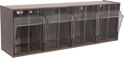 Akro-Mils TiltView Plastic Storage Cabinet with 4 Tilt Out Bins, Horizontal Plastic Parts Organizer, Teacher Toolbox, and Office Supply Organizer, 23-5/8" W x 8-3/16" H x 6-3/4" D, Mocha Raspberry