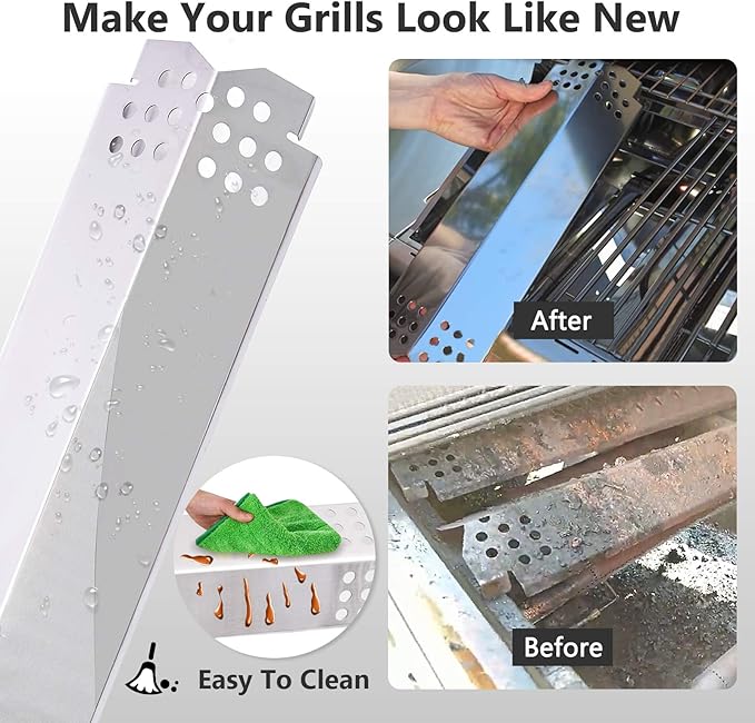 Criditpid Replacement Parts for Nexgrill 720-0896B 720-0898 720-0888 720-0888N 720-0830H 720-0896 720-0882A Gas Grill, Stainless Steel Heat Shield Burner Cover for Nexgrill 6 Burner 720-0896B