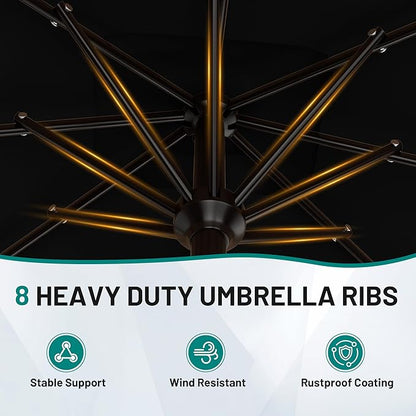 AreShark 8' x 10' Rectangle Patio Umbrellas for Outdoor, Outdoor Table Umbrella, Large Outdoor Patio Umbrellas with 8 Sturdy Ribs for Pool, Garden, Market (Black)