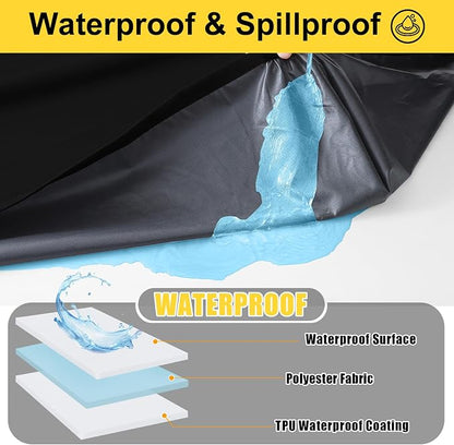 Smiry Picnic Table Cover with Bench Covers, Waterproof Elastic Fitted Polyester Tablecloths for 5 Ft Rectangle Tables, Washable Windproof Tablecloth for Camping, RV & Outdoor (Black, 30x60 Inches)