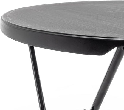 BTEXPERT Set of 2, Black 2.63 Foot Round Plastic Bar Height Folding Table Indoor Outdoor Accessory for Patio Backyard Dining Wedding Party Events Home Kitchen