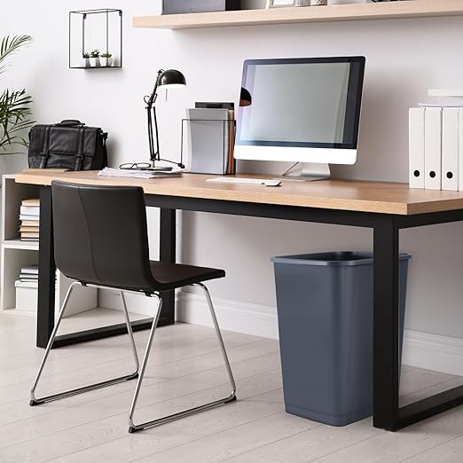Superio Kitchen Trash Can 9 Gallon Slim Waste Bin 37 Qt Durable Plastic, Fit Small Spaces, Office, Bathroom, Under Counter, Dark Grey
