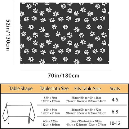 TKS MITLAN Dog Paw Print Dark Tablecloth Decor Table Cloth Dining Room Kitchen Table Cover 52 x 70 Inch Oblong/Rectangle