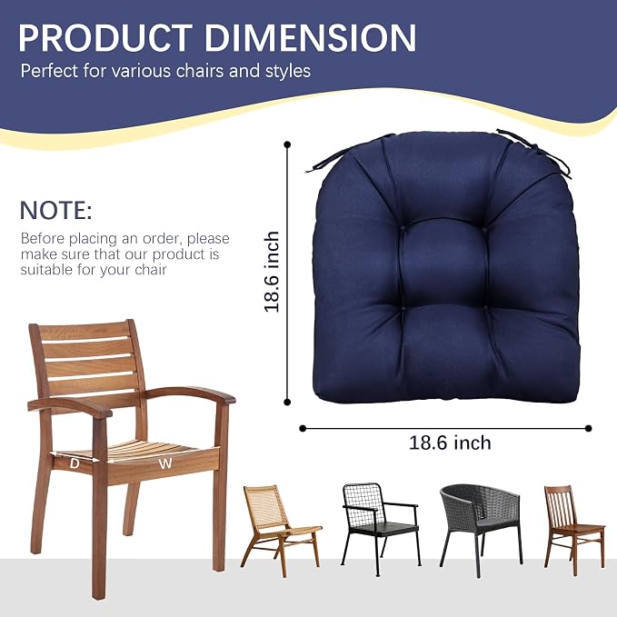 Gnostik Outdoor Indoor Floral Seat Cushions 18.6"X18.6" Waterproof Patio Chair Pads for Porch, Dining, Garden, Balcony, Office Set of 2