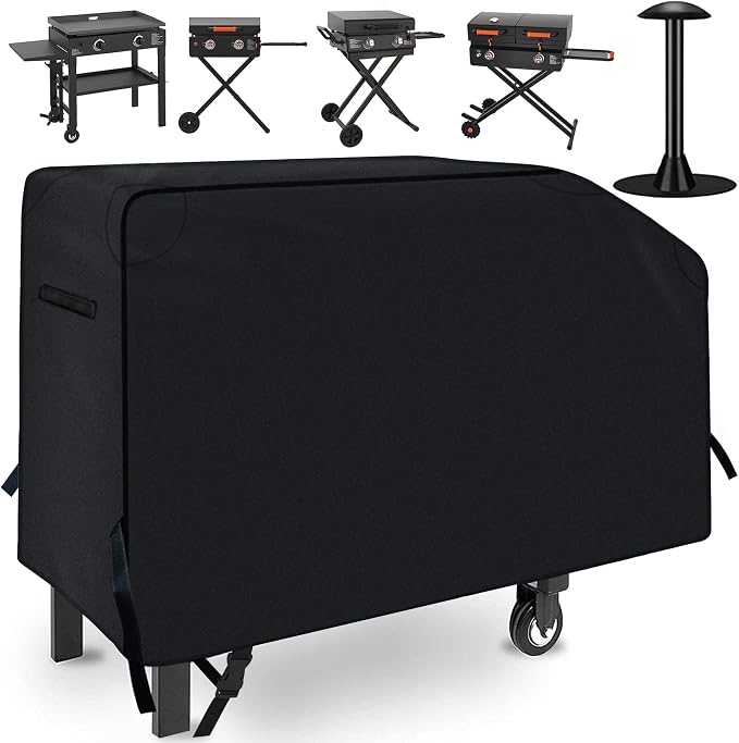 NEXCOVER Griddle Cover for Blackstone 28 Inch 2 Burner Griddle,600D Heavy Duty Waterproof Flat Top BBQ Cover for Outside,Anti-UV/Tear & Fade Resistant/Wind-Proof Gas Grill Cover with Support Pole
