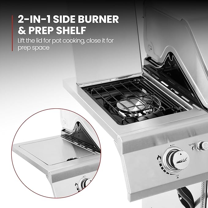 Royal Gourmet GA6402S 6-Burner Propane Gas Grill with Side Burner and Warming Rack, 74,000 BTUs, Cabinet Style Outdoor BBQ Grill for Barbecue Grilling & Backyard Cooking, Silver