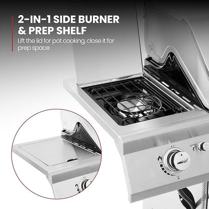 Royal Gourmet GA6402S 6-Burner Propane Gas Grill with Side Burner and Warming Rack, 74,000 BTUs, Cabinet Style Outdoor BBQ Grill for Barbecue Grilling & Backyard Cooking, Silver