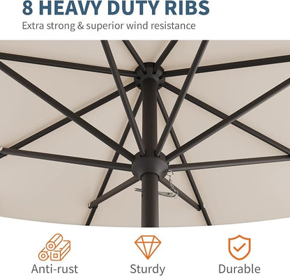 10FT Patio Umbrella, Outdoor Umbrella with Push Button Tilt and Crank, 8 Sturdy Ribs, UV Protection & Waterproof Market Umbrella for Pool, Backyard, Beach,Deck