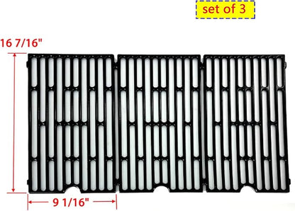 Parts Kit DG207 Replacement for select Vermont Castings grills, 17" Burner 4pcs, 14 1/2" x 7 1/4" Heat Plates 4pcs, set of 3 Cooking Grill Grids, 16 7/16" x 9 1/16" each grid